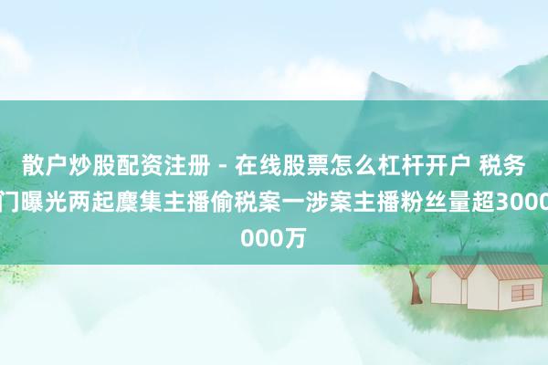 散户炒股配资注册 - 在线股票怎么杠杆开户 税务部门曝光两起麇集主播偷税案　一涉案主播粉丝量超3000万